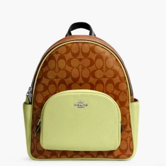 COACH Court Backpack in Signature Canvas Lime Green - Picture 1 of 4